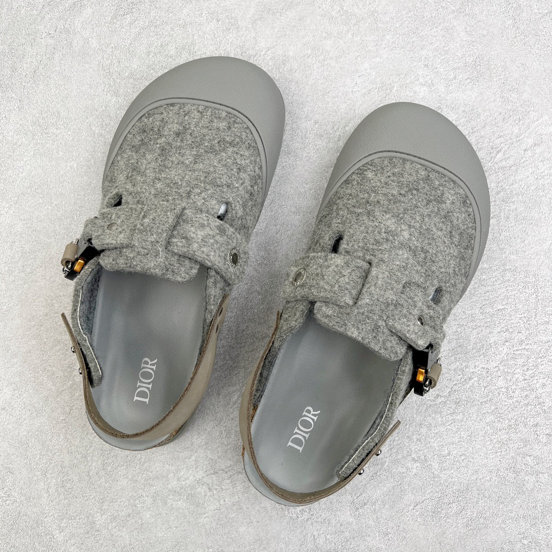 Birkenstock Dior迪奥 Tokio 勃肯 小牛皮 圆头 时尚凉拖 灰色 3SA116ZSC-H800