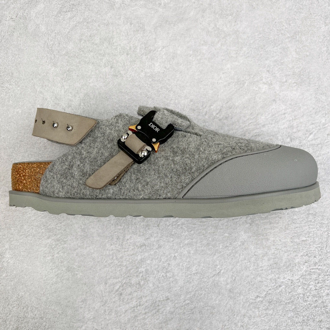 Birkenstock Dior迪奥 Tokio 勃肯 小牛皮 圆头 时尚凉拖 灰色 3SA116ZSC-H800