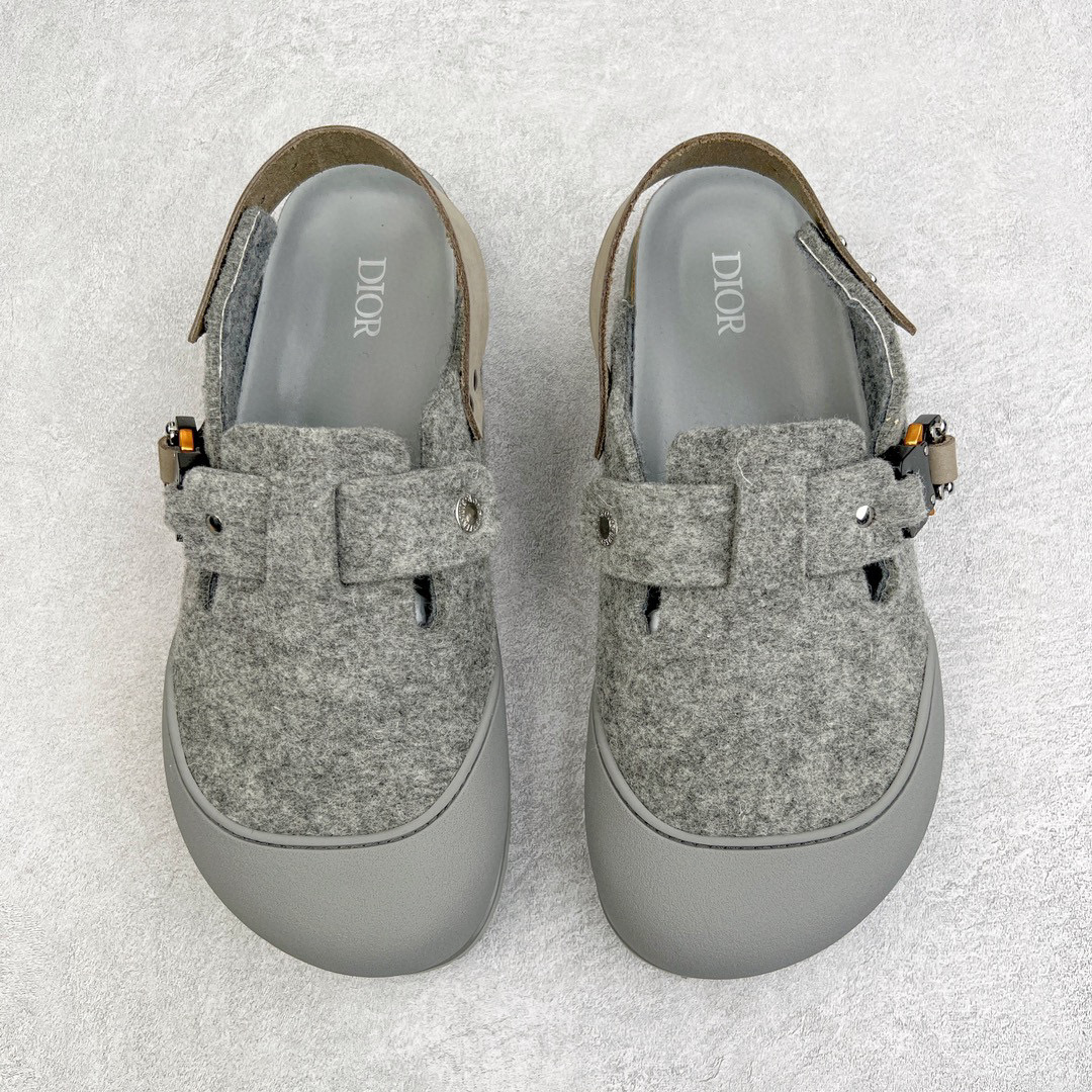 Birkenstock Dior迪奥 Tokio 勃肯 小牛皮 圆头 时尚凉拖 灰色 3SA116ZSC-H800