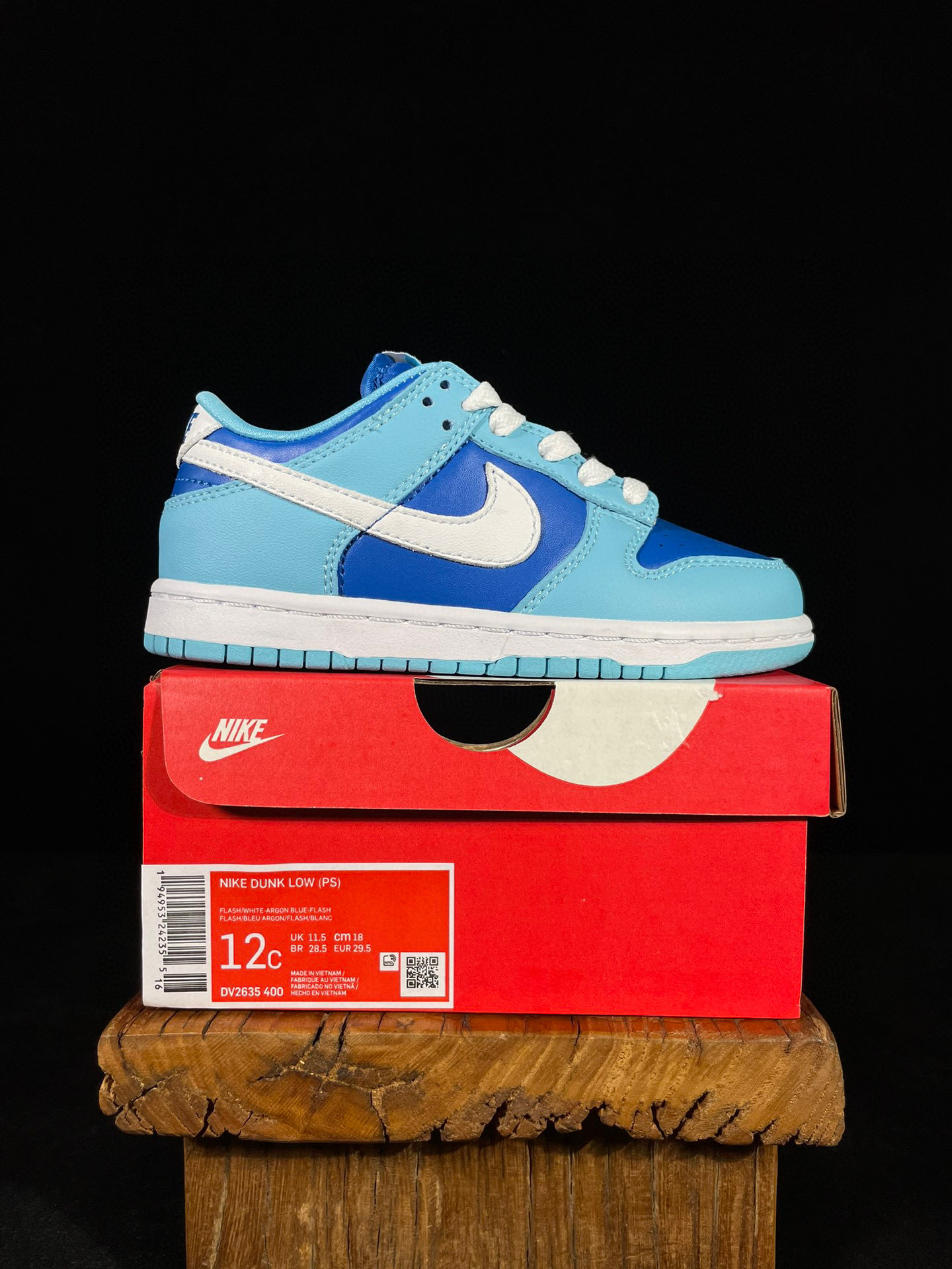 童鞋 Dunk Low Retro QS Argon 复古休闲 板鞋 中童鞋 蓝色 DV2635-400