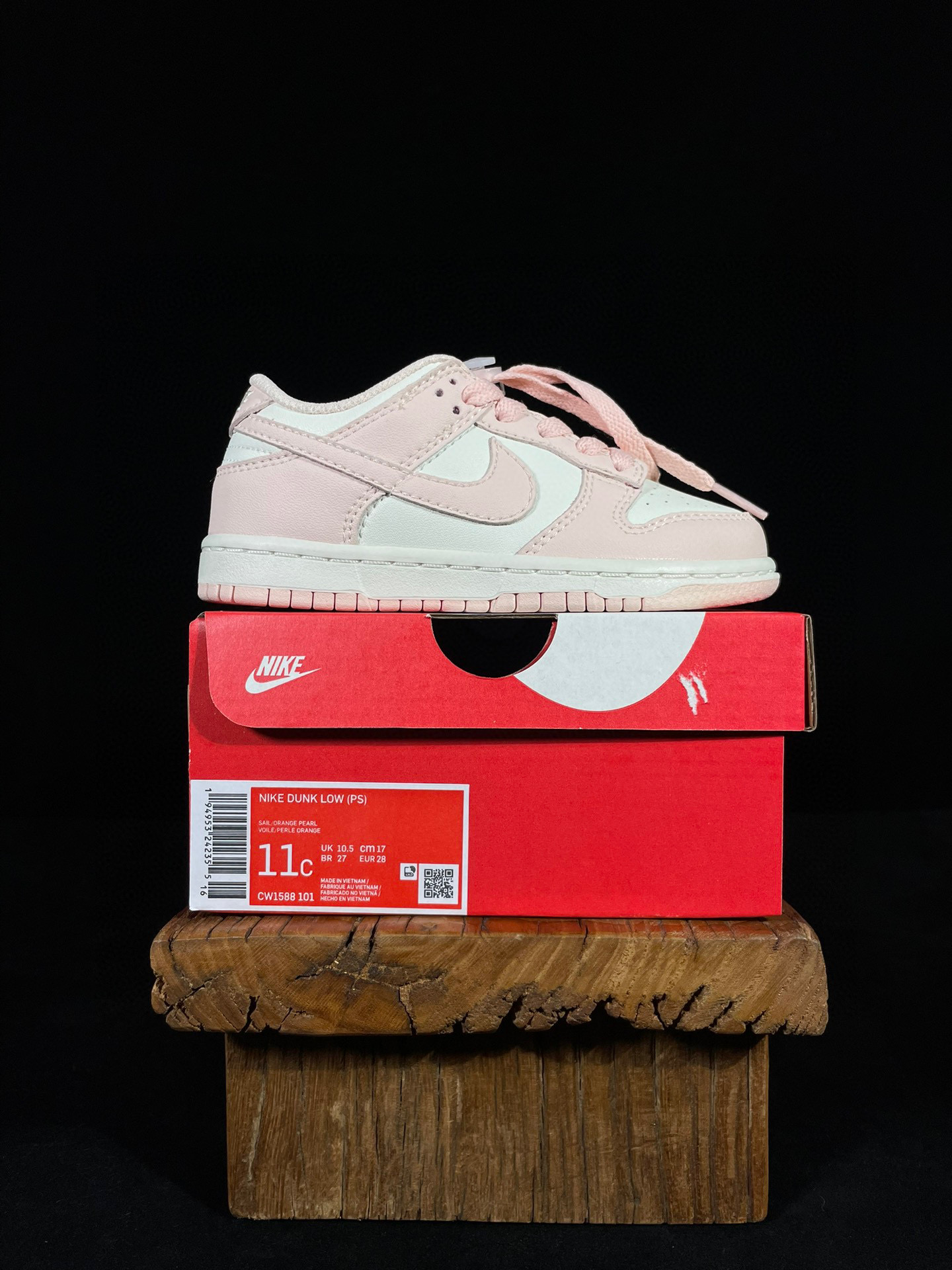 童鞋 Dunk Low Orange Pearl 复古休闲 板鞋 中童鞋樱花粉 CW1588-101