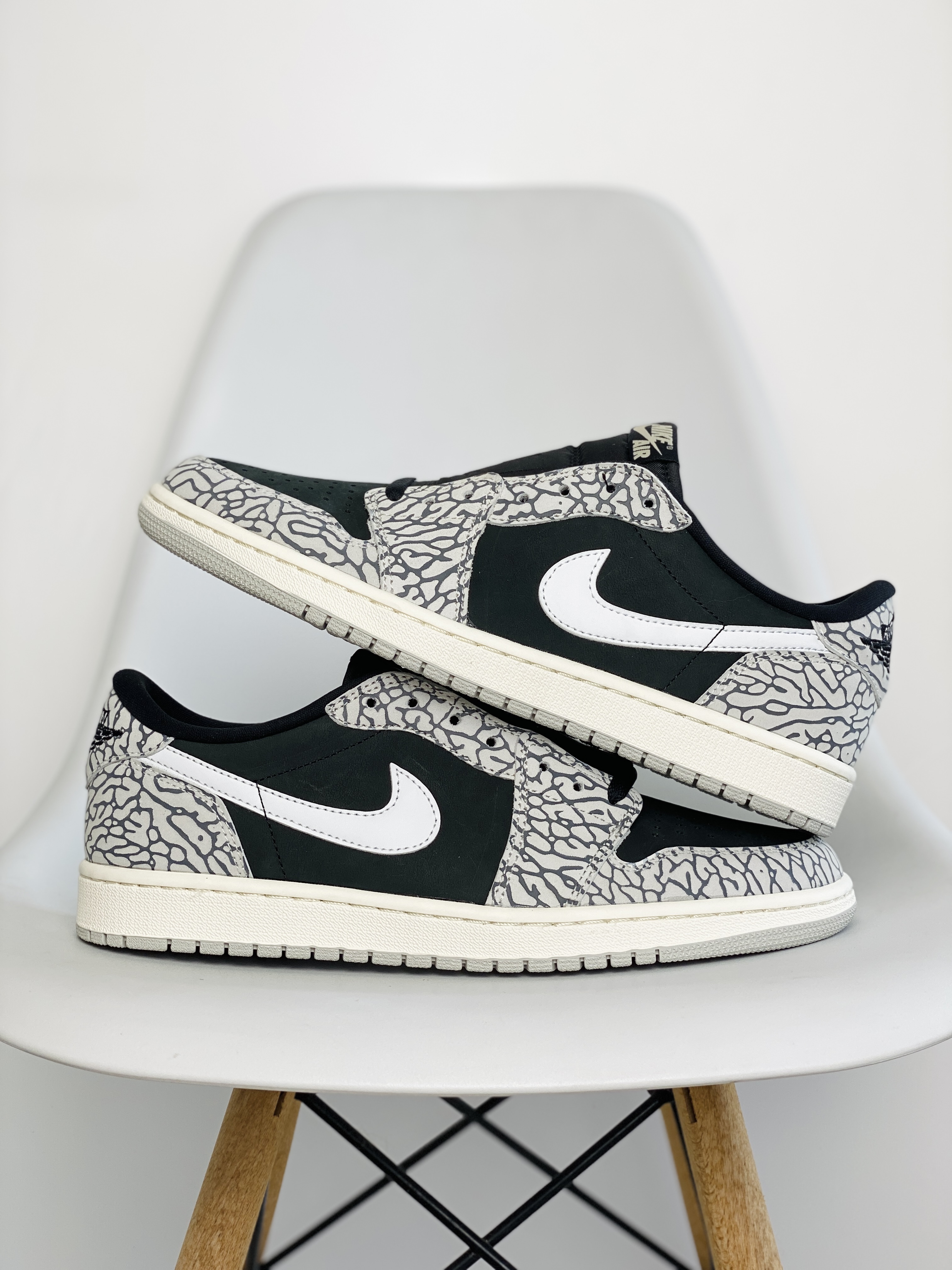 Air Jordan 1 Low OG AJ1 Black Eleohant   低筒 气垫 休闲鞋 板鞋 球鞋 男鞋 女鞋 大象 爆裂纹 黑灰CZ0790-001