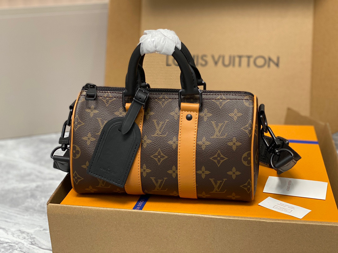 LOUIS VUITTON keepall 25  可调节肩带 斜挎包 单肩包 手提包 橙色 m46687