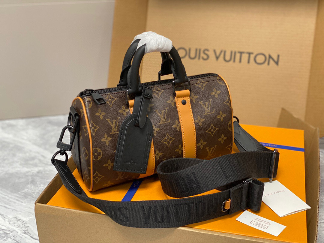 LOUIS VUITTON keepall 25  可调节肩带 斜挎包 单肩包 手提包 橙色 m46687