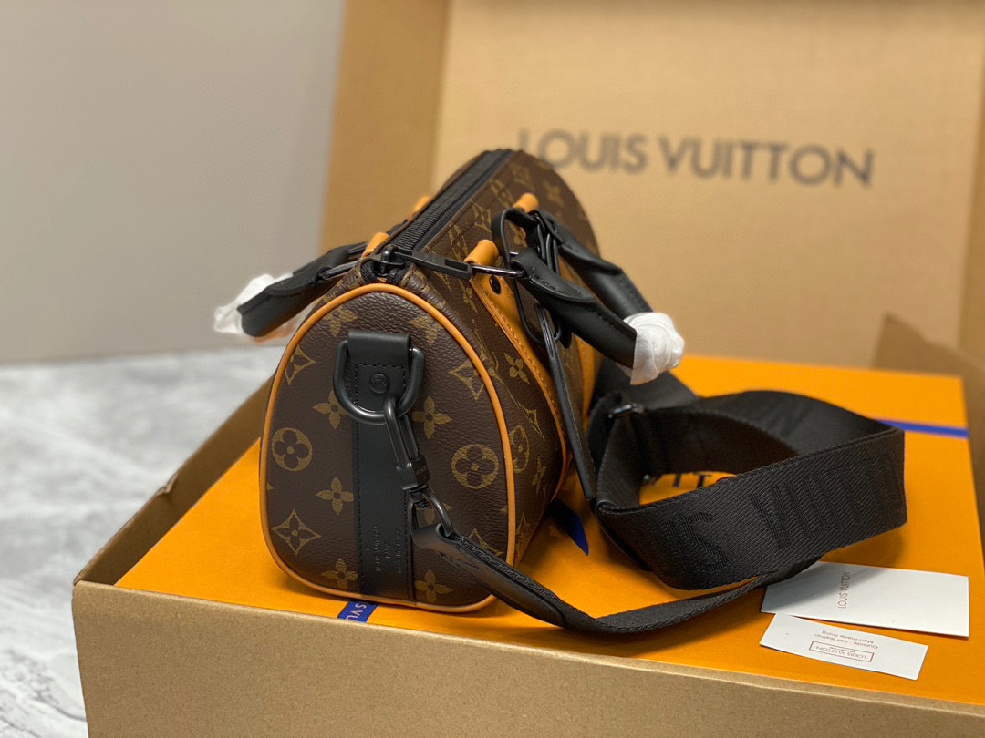 LOUIS VUITTON keepall 25  可调节肩带 斜挎包 单肩包 手提包 橙色 m46687
