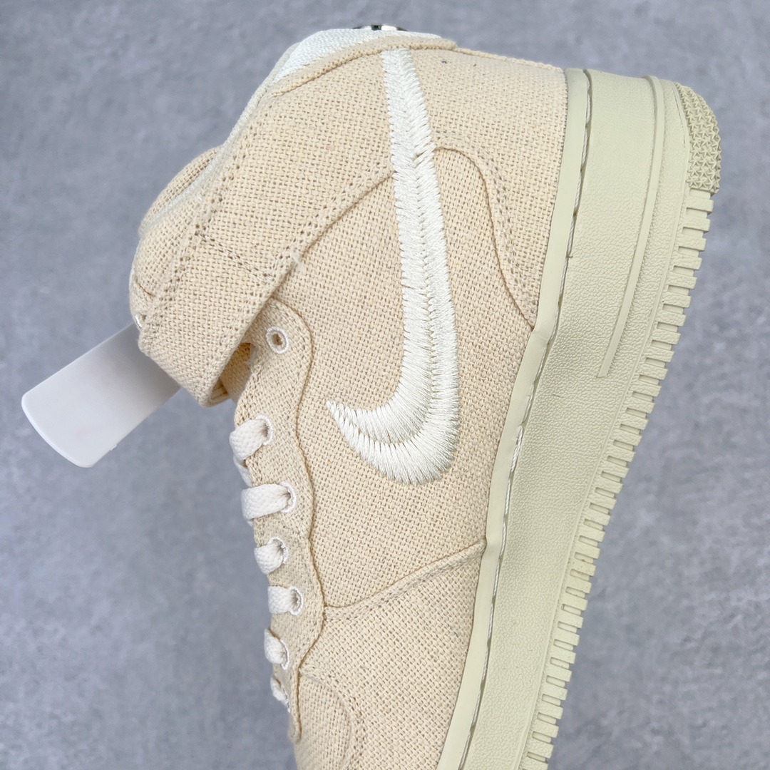 Stussy x Air Force 1 Mid  White Cool 斯图西 亚麻色 中筒 减震厚底 运动鞋 休闲鞋 板鞋 男鞋 女鞋  DJ7841-200