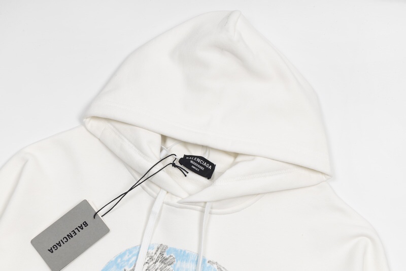 Balenciaga Pink Martini Merch 联名 字母涂鸦印花连帽卫衣 白色 套头 长袖 秋冬款 男女同款 697971TMVO19800