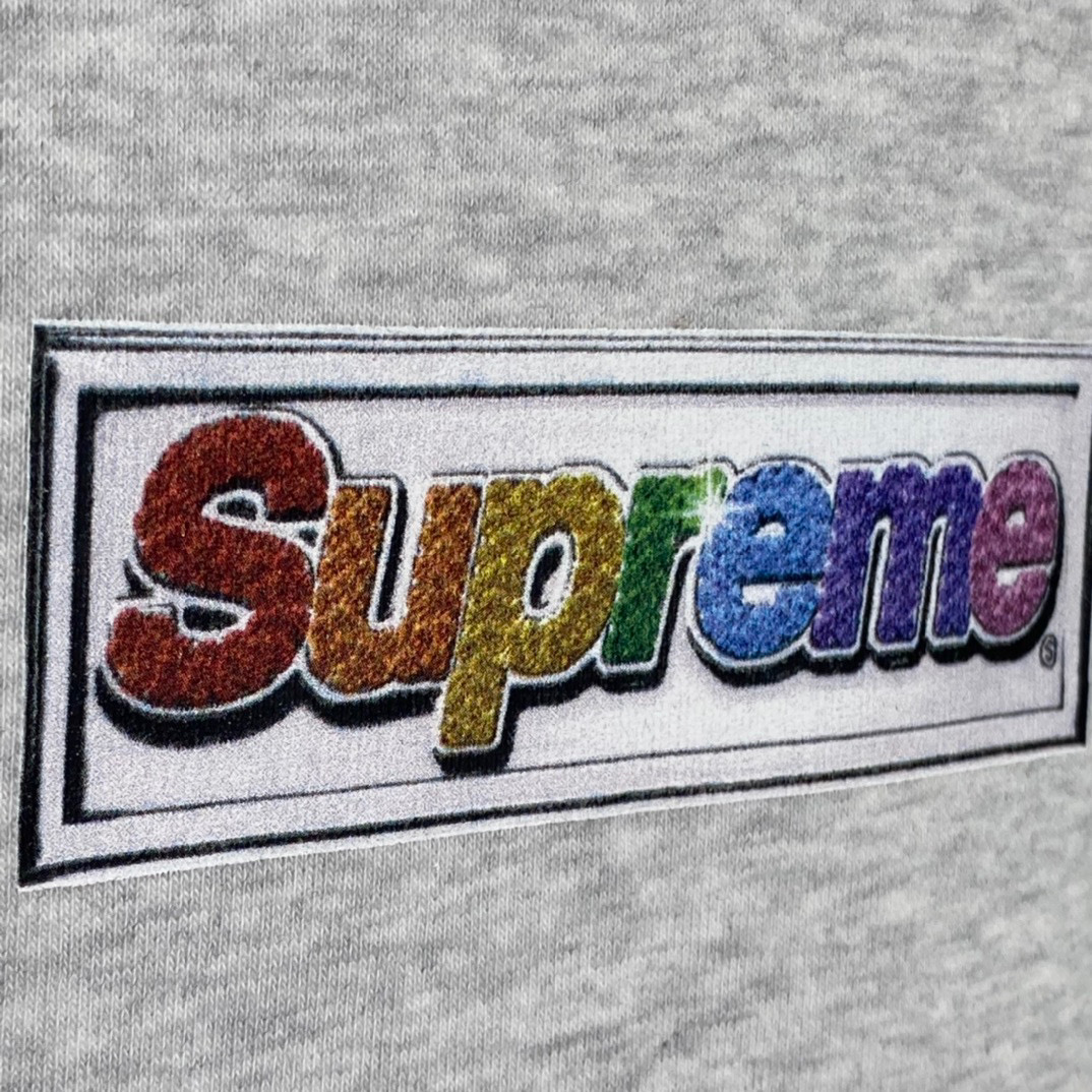  Supreme SS22  Week Bling Box Logo Hooded 灰白色 宝石 长袖 保暖 加绒 卫衣男女同款  