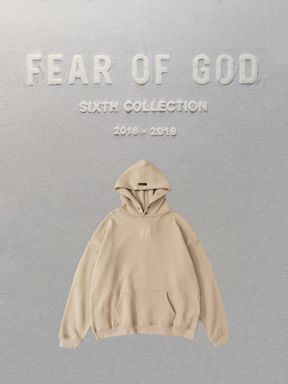 FG-Fear of God Seventh Collection FG Hoodie FOG 7th 驼色 印花连帽卫衣 加绒 外套 长袖 男女同款 