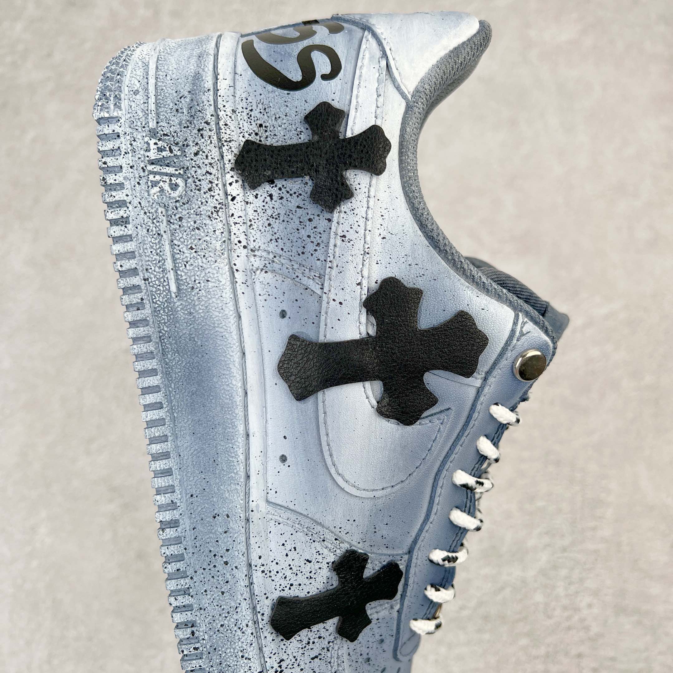 高级客制 Air Force 1'07 Low"White Blue  Chrome Hearts  旧泼墨克罗心  低筒  空军一号 休闲鞋 板鞋 男鞋 