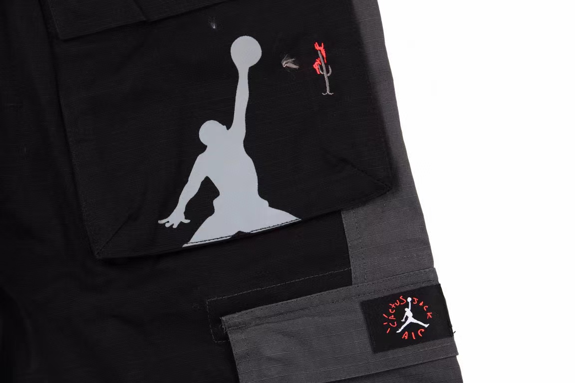 Air Jordan 6 Travis Scott  黑色 聯名 多口袋工裝休閒褲 長褲 直筒褲 棉褲 中腰 春秋款 男款 CQ4394-010
