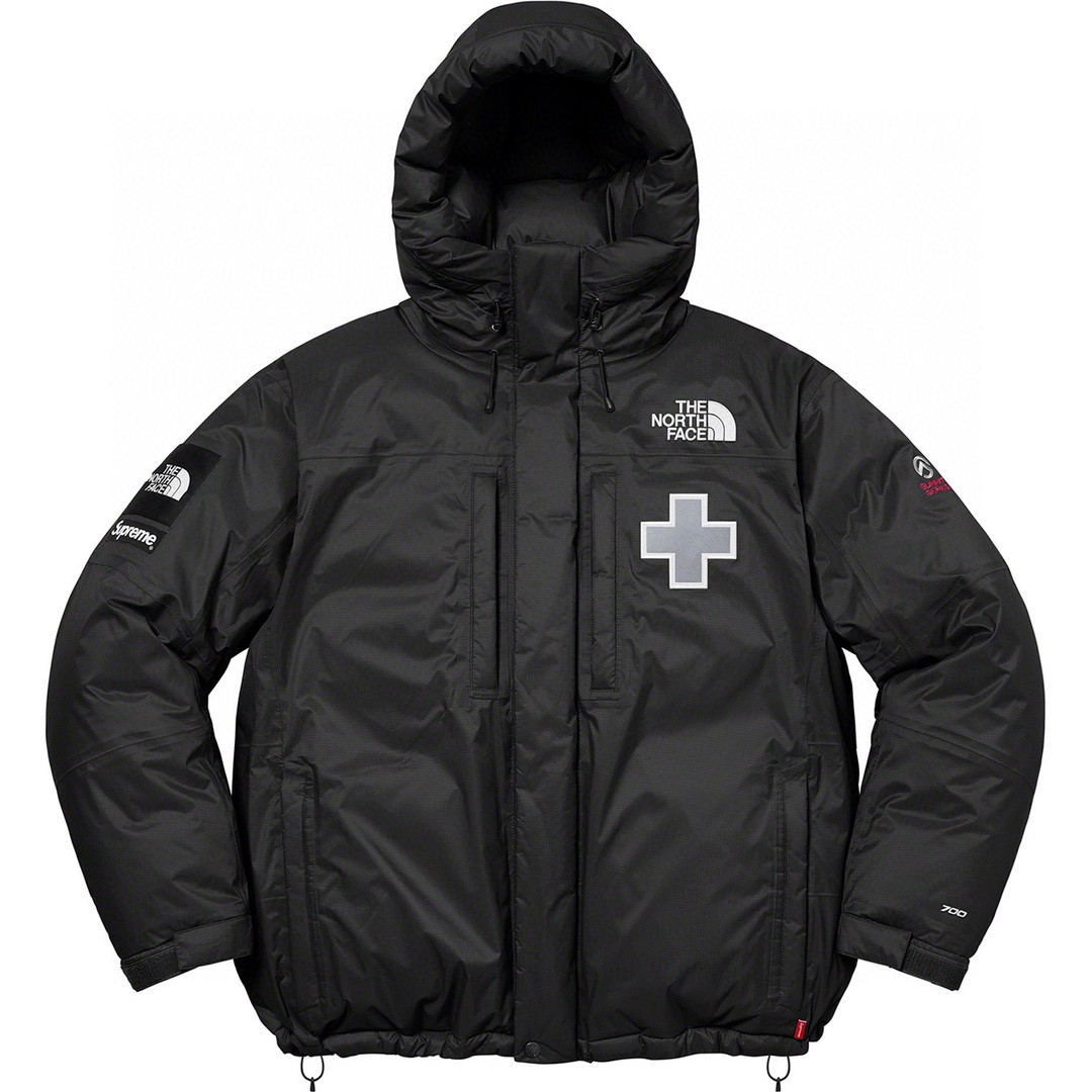 Supreme SS22 Week 5 THE NORTH FACE 联名款 Series Rescue Baltoro Jacket 反光救援印花连帽羽绒服 黑色 外套 长袖 保暖 男女同款 SUP-SS22-183