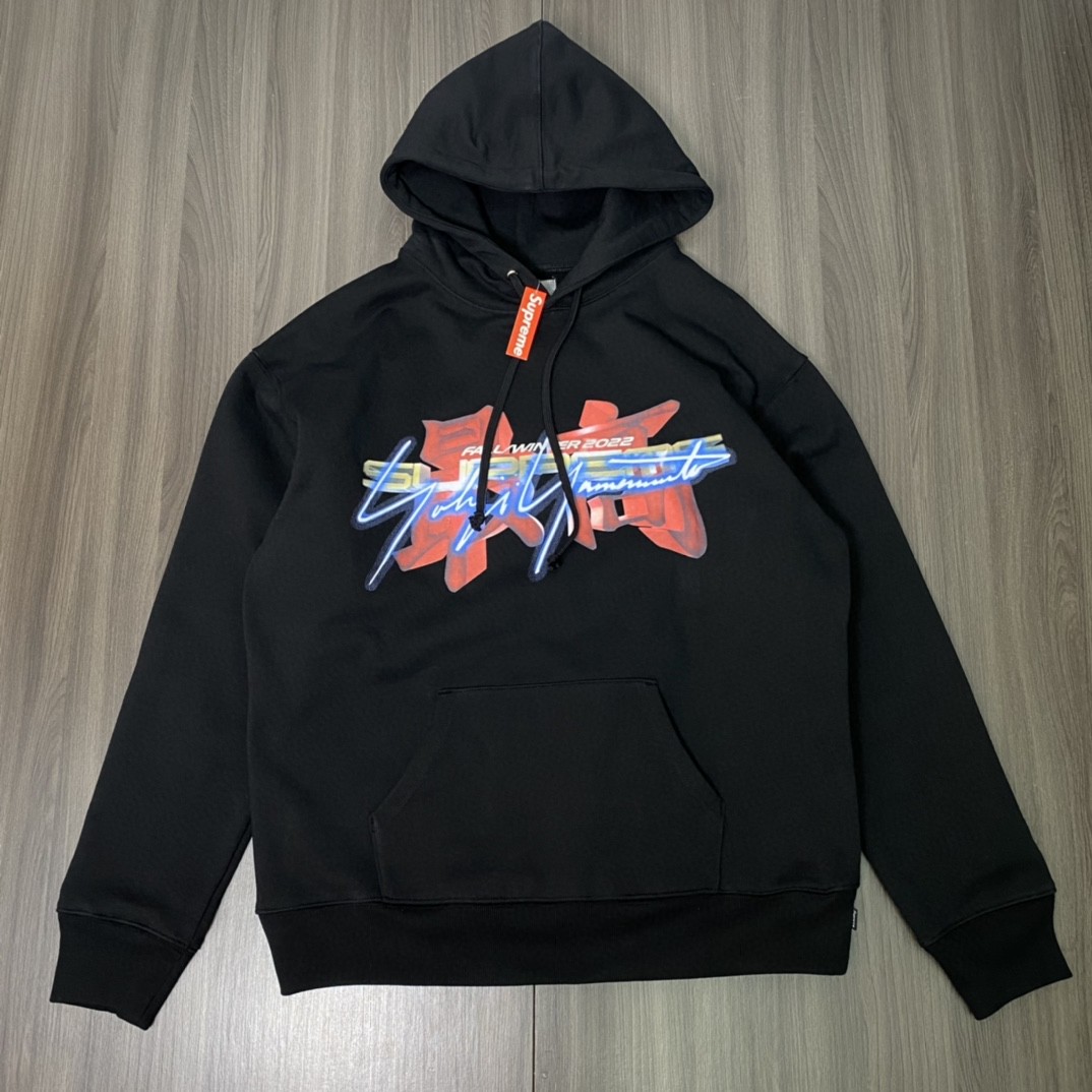Supreme FW22 Week 4 Supreme x Yohji Yamamoto 山本耀司联名款字母印花 黑色 白色 连帽卫衣 套头 长袖 秋冬 男女同款  SUP-FW22-412