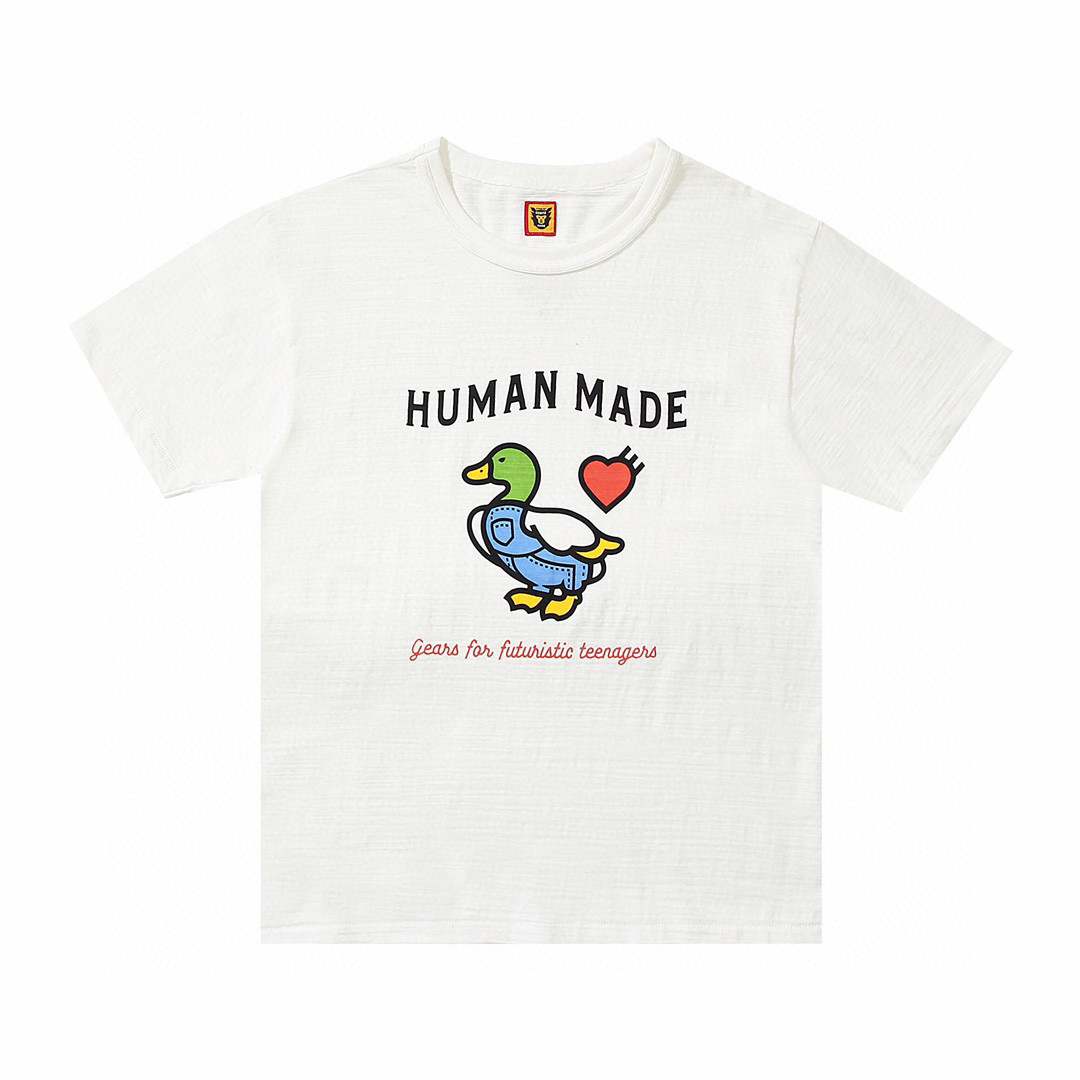 HUMAN MADE FW21 白色 牛仔背带裤 鸭子爱心 印花短袖T恤 男女同款