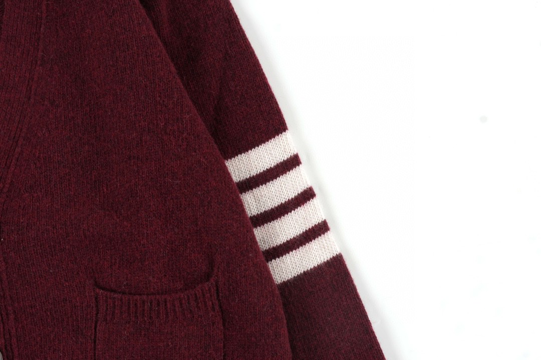 Thom Browne 21FW 四条纹单排扣羊毛衫 酒红色 针织衫 开衫 毛衣 外套 长袖 男女同款 