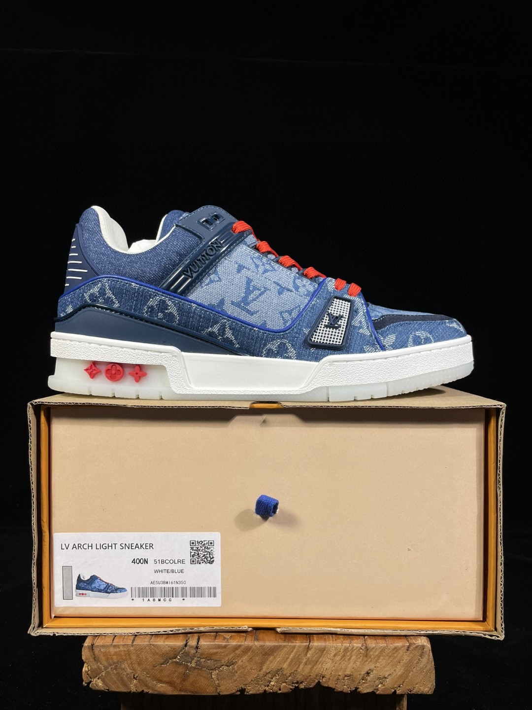 Louis Vuitton 路易威登 Trainer 中国限定 牛仔蓝红 低筒 休闲鞋 板鞋 男鞋 女鞋 1A8TSK