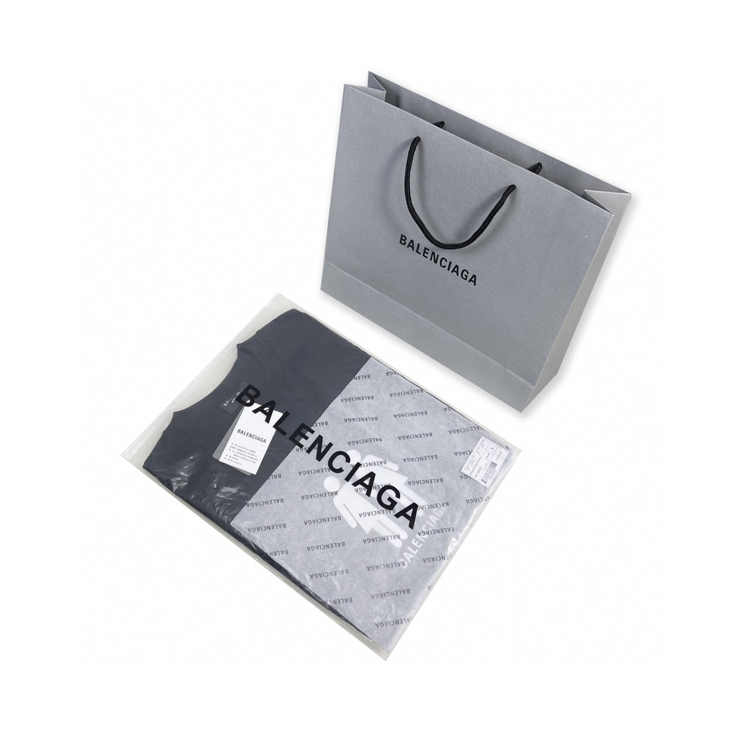 Balenciaga 巴黎世家 FW22 PRIDE 22系列双人像多国国旗印花 Logo 黑色 T 恤 圆领 夏季 男女同款