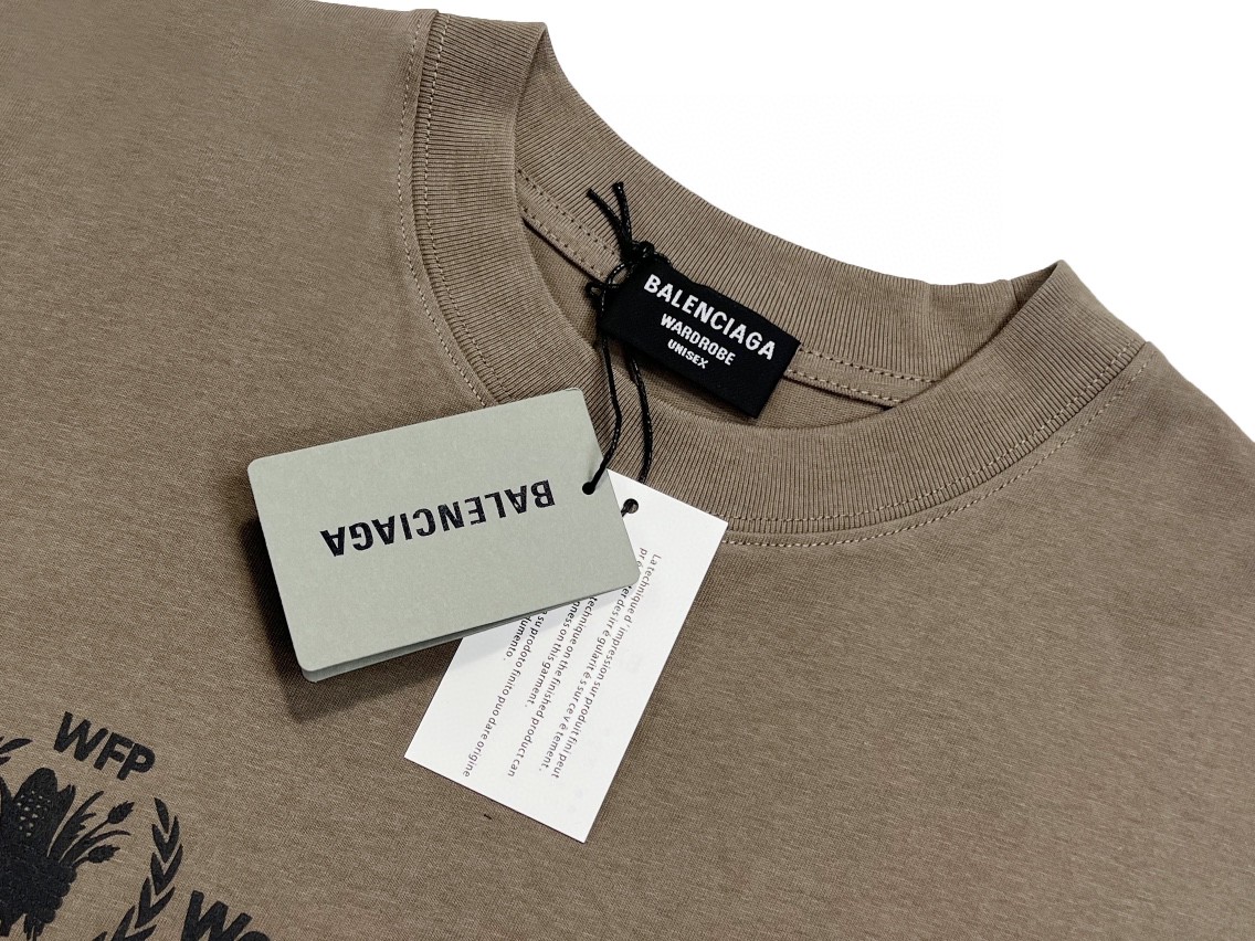 Balenciaga 巴黎世家 WFP 二代联名款 Logo字母印花圆领短袖 黑色 T 恤 圆领 夏季 男女同款