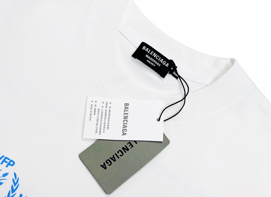 Balenciaga 巴黎世家 WFP 二代联名款 Logo字母印花圆领短袖 黑色 T 恤 圆领 夏季 男女同款