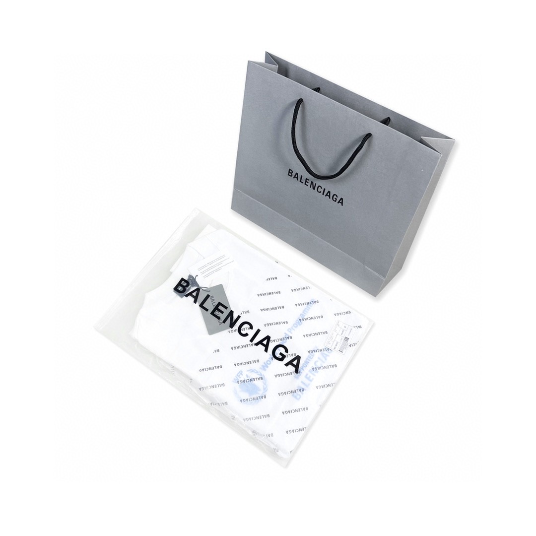 Balenciaga 巴黎世家 WFP 二代联名款 Logo字母印花圆领短袖 黑色 T 恤 圆领 夏季 男女同款