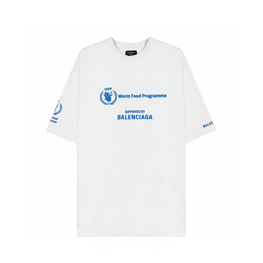 Balenciaga 巴黎世家 WFP 二代联名款 Logo字母印花圆领短袖 黑色 T 恤 圆领 夏季 男女同款