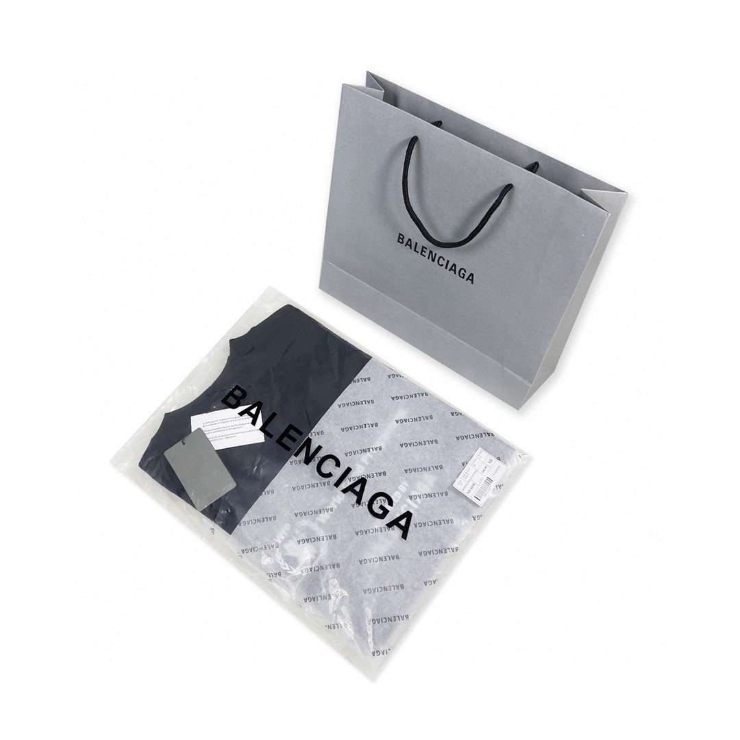 Balenciaga 巴黎世家 WFP 二代联名款 Logo字母印花圆领短袖 黑色 T 恤 圆领 夏季 男女同款