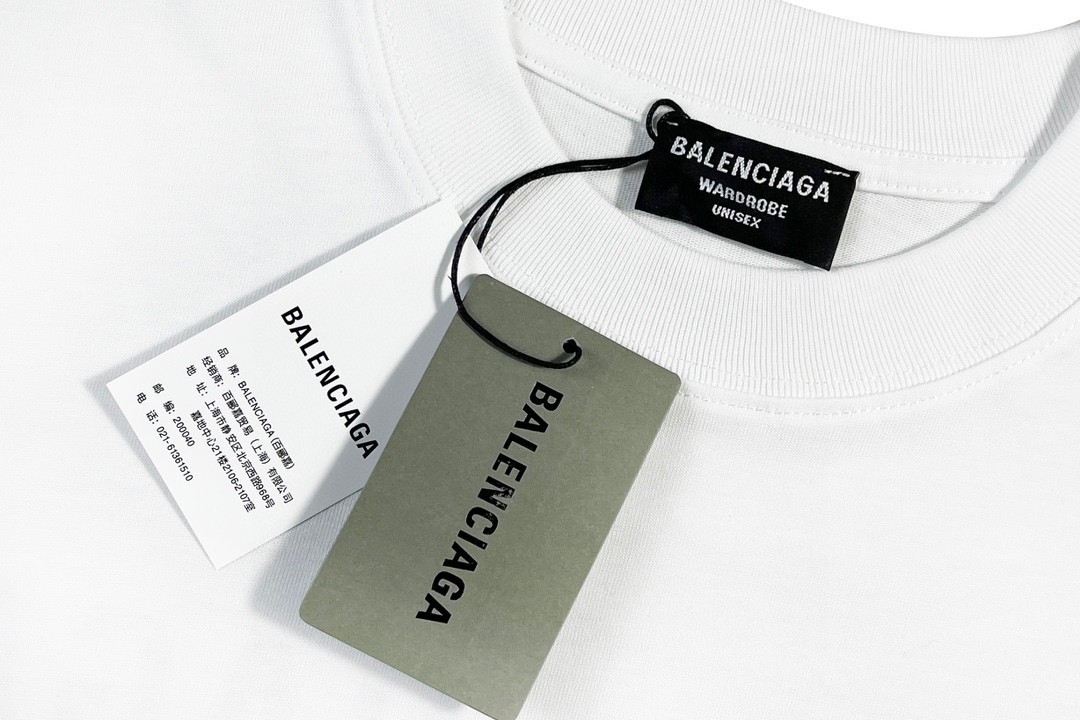 Balenciaga 巴黎世家 520限定夜光字母印花 短袖 白色 T 恤 圆领 夏季 男女同款