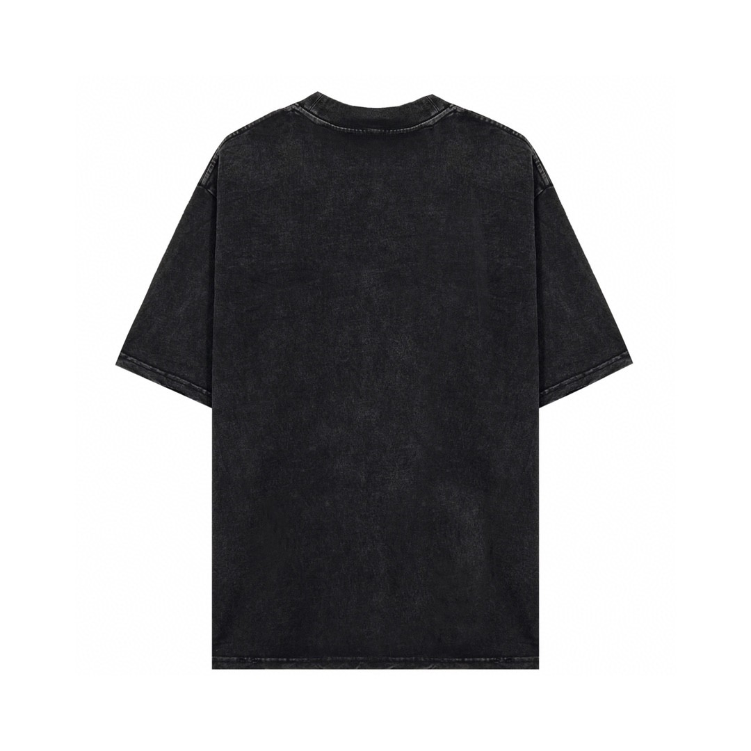 Balenciaga 巴黎世家 520限定夜光字母印花 做旧水洗 短袖 黑色 T 恤 圆领 夏季 男女同款