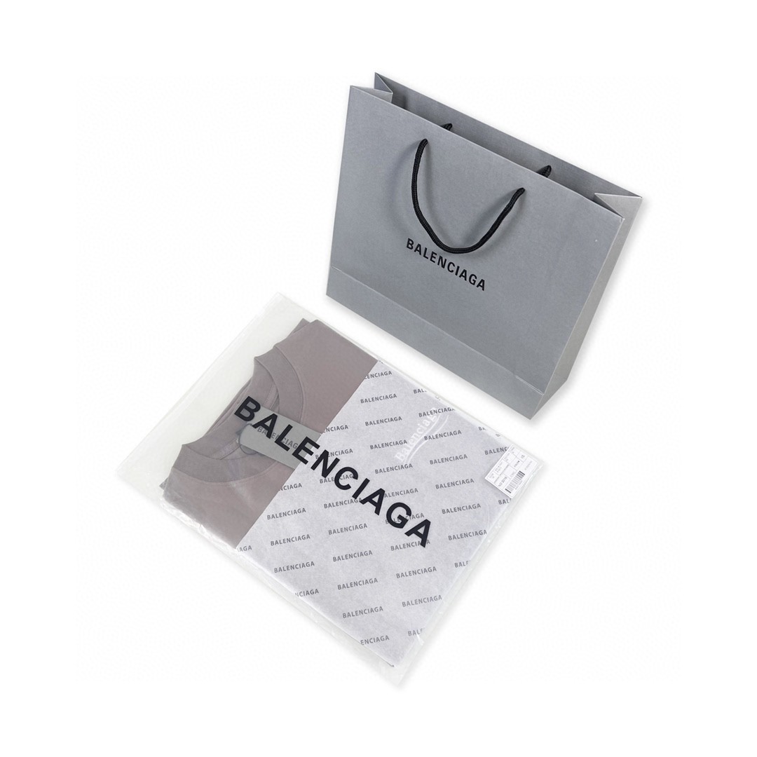 Balenciaga 巴黎世家 可乐波浪字母logo 刺绣图案 短袖 棕色 T 恤 圆领 夏季 男女同款