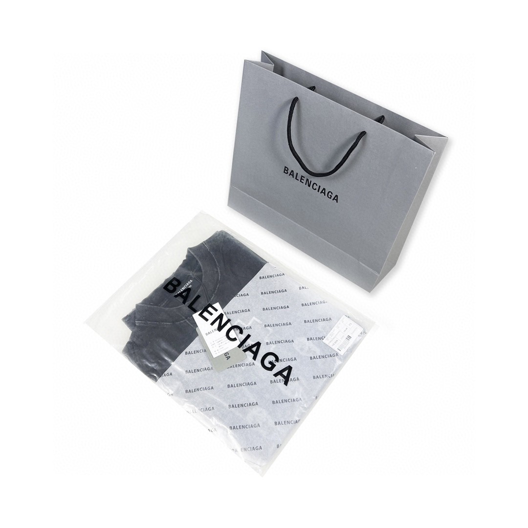 Balenciaga 巴黎世家 闪电字母Metallica摇滚乐队系列 泼墨水洗 破坏撕裂纹印花破洞短袖T恤【全新天花板级别】 圆领 短袖 