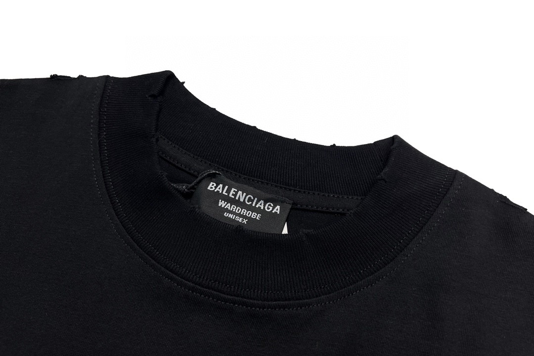 Balenciaga 巴黎世家 闪电字母Metallica摇滚乐队系列 泼墨水洗 破坏撕裂纹印花破洞短袖T恤【全新天花板级别】 圆领 短袖 