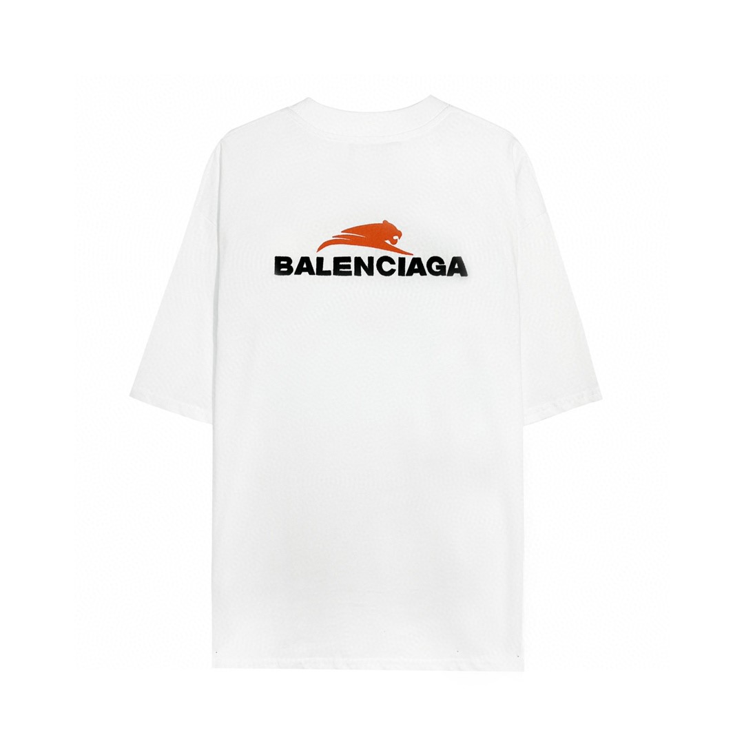 Balenciaga 巴黎世家 Political Campaign Large Fit Logo 刺绣图案 字母logo 短袖 白色 T 