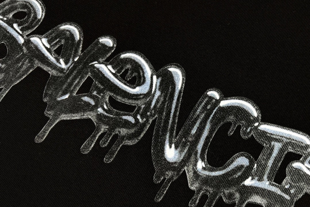 Balenciaga 巴黎世家 胸前果冻涂鸦 溶解字母logo 短袖 黑色 T 恤 圆领 夏季 男女同款