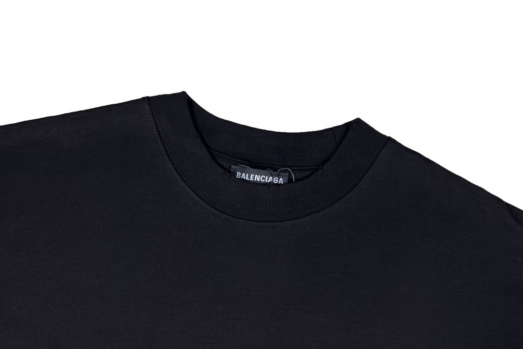 Balenciaga 巴黎世家 胸前果冻涂鸦 溶解字母logo 短袖 黑色 T 恤 圆领 夏季 男女同款