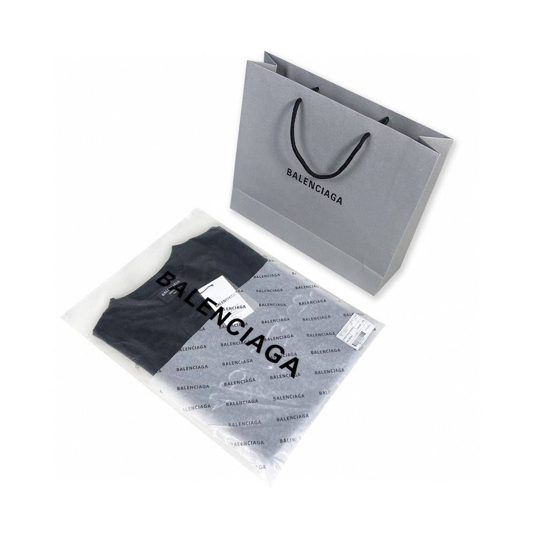 Balenciaga 巴黎世家 胸前果冻涂鸦 溶解字母logo 短袖 黑色 T 恤 圆领 夏季 男女同款