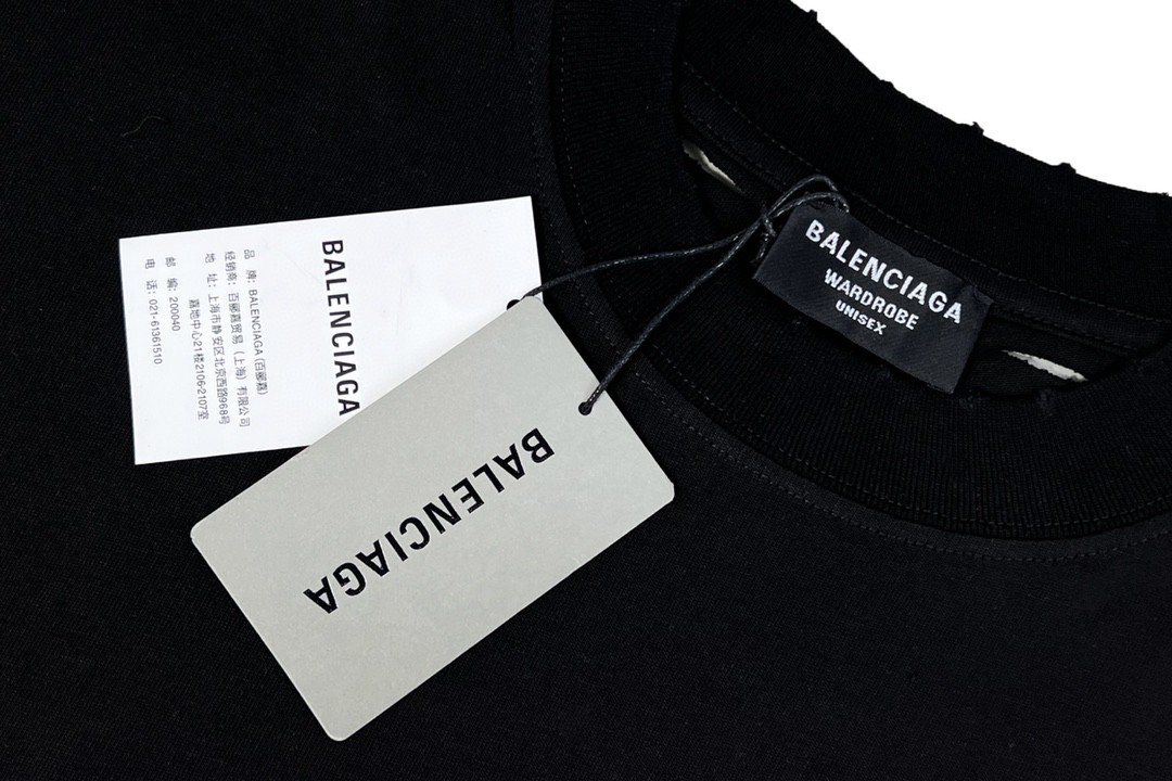Balenciaga balishWhite T - shirt with BB logo 印花 短袖 白色 T 恤 圆领 夏季 男女同款 