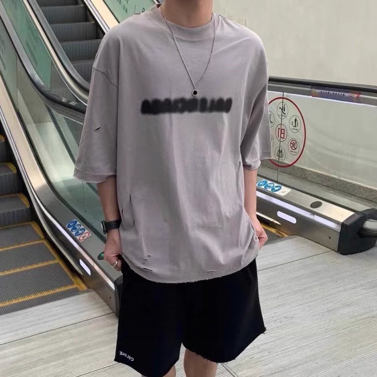 Balenciaga balishWhite T - shirt with BB logo 印花 短袖 白色 T 恤 圆领 夏季 男女同款 