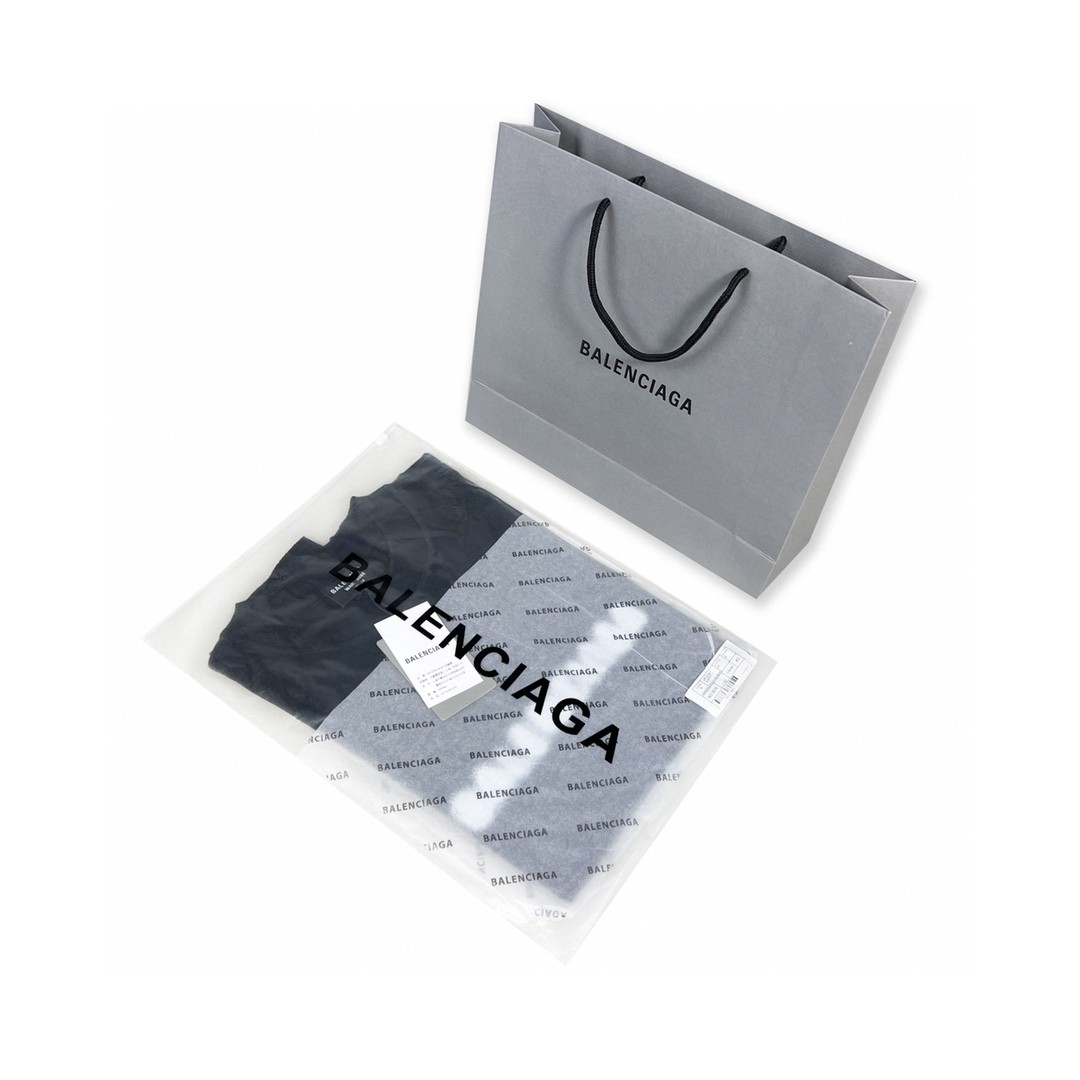 Balenciaga balishWhite T - shirt with BB logo 印花 短袖 白色 T 恤 圆领 夏季 男女同款 