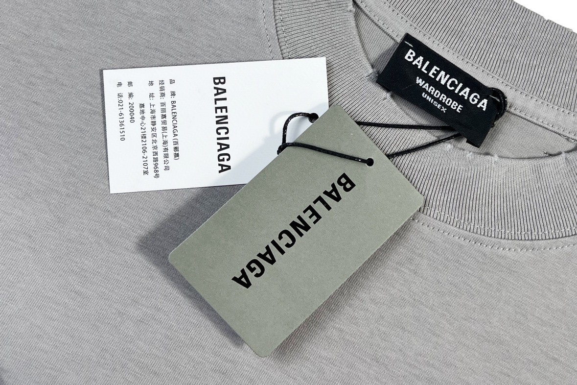 Balenciaga balishWhite T - shirt with BB logo 印花 短袖 白色 T 恤 圆领 夏季 男女同款 