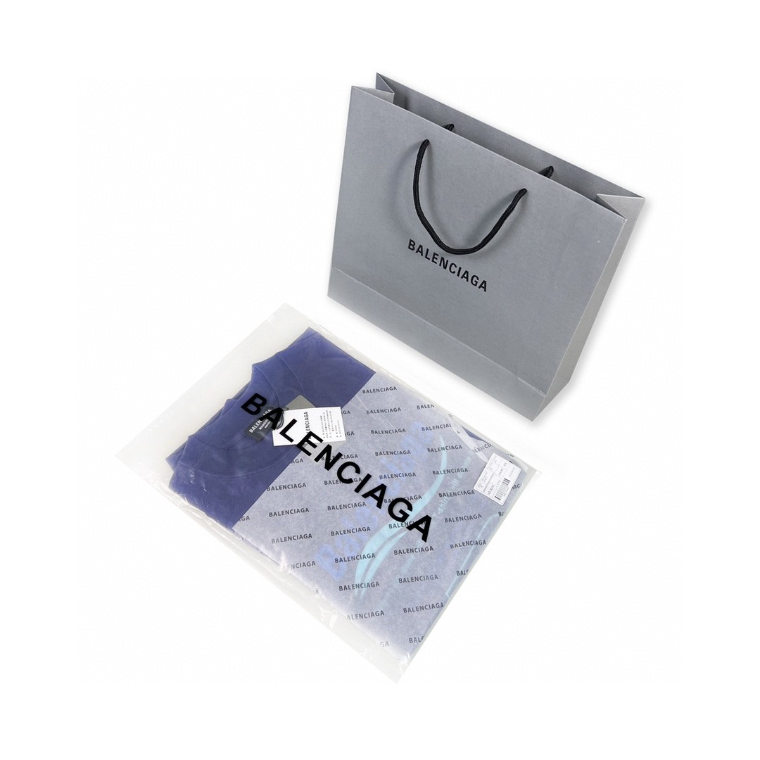 Balenciaga balishWhite T - shirt with BB logo 印花 短袖 白色 T 恤 圆领 夏季 男女同款 