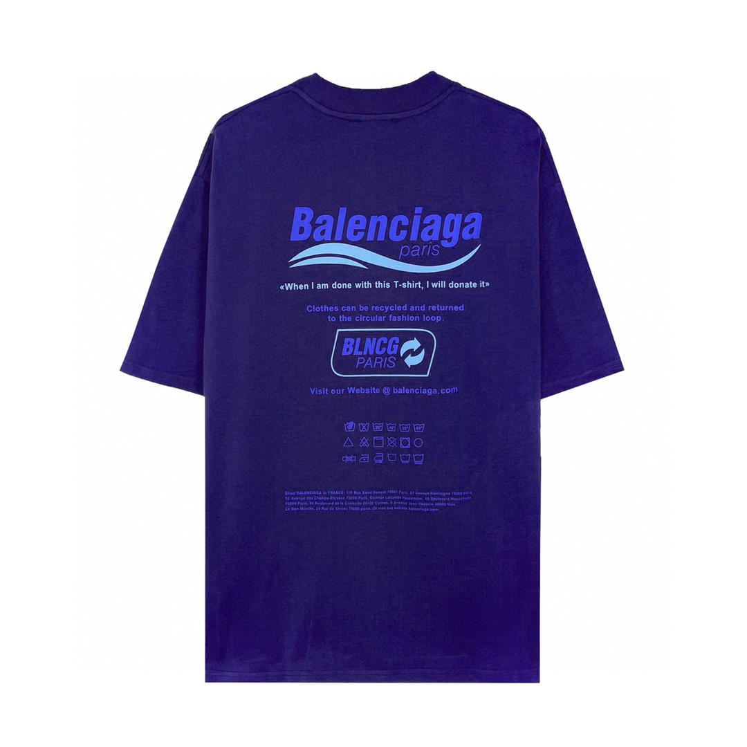 Balenciaga balishWhite T - shirt with BB logo 印花 短袖 白色 T 恤 圆领 夏季 男女同款 
