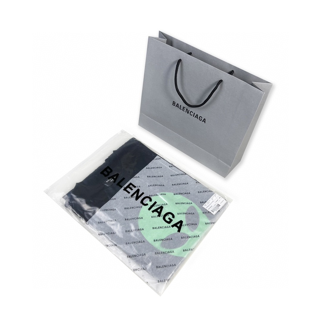 Balenciaga balishWhite T - shirt with BB logo 印花 短袖 白色 T 恤 圆领 夏季 男女同款 