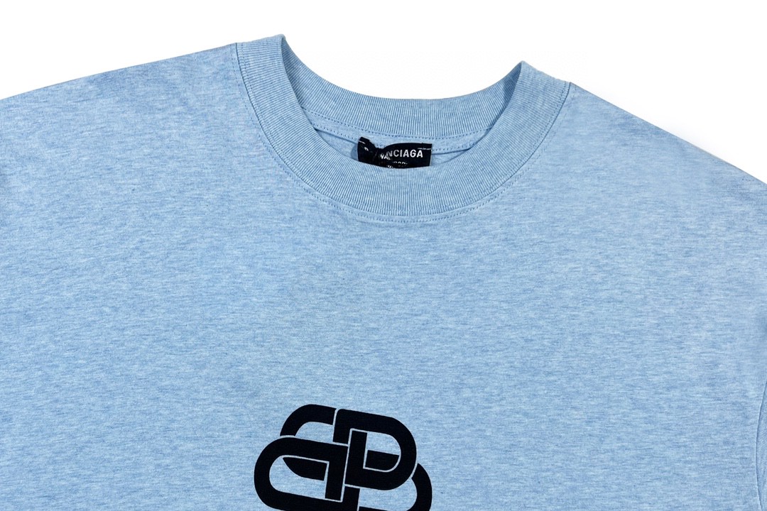 Balenciaga balishWhite T - shirt with BB logo 印花 短袖 白色 T 恤 圆领 夏季 男女同款 