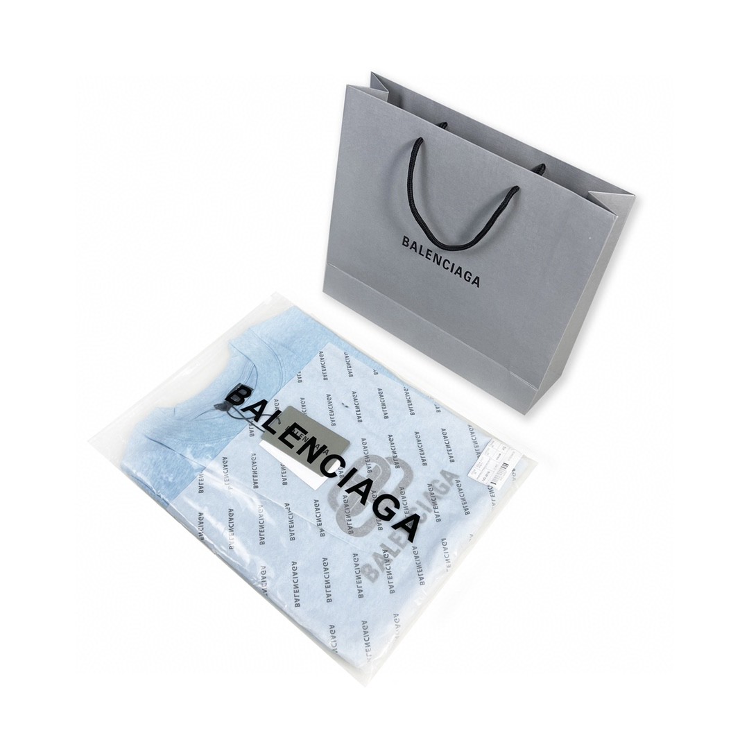 Balenciaga balishWhite T - shirt with BB logo 印花 短袖 白色 T 恤 圆领 夏季 男女同款 