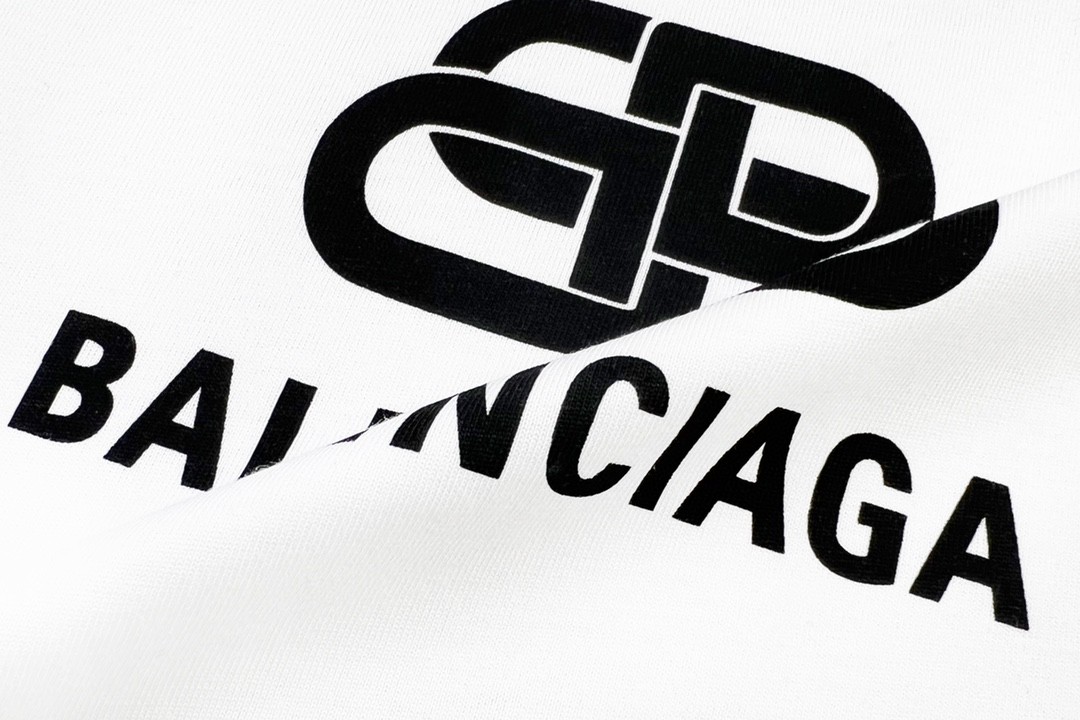 Balenciaga balishWhite T - shirt with BB logo 印花 短袖 白色 T 恤 圆领 夏季 男女同款 