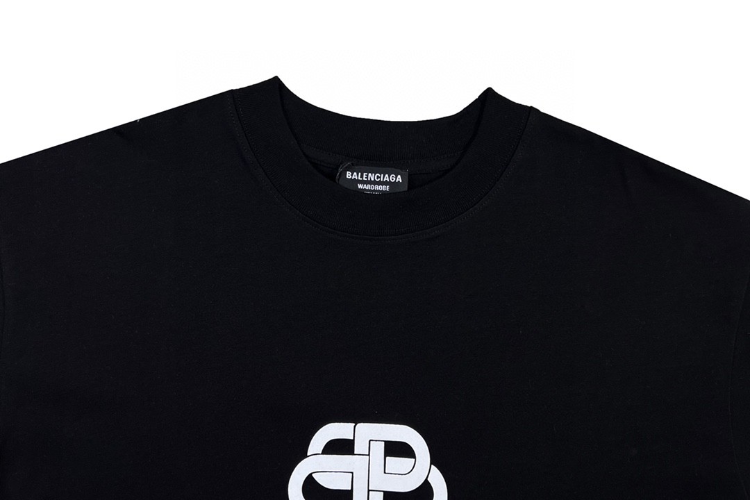 Balenciaga balishWhite T - shirt with BB logo 印花 短袖 白色 T 恤 圆领 夏季 男女同款 
