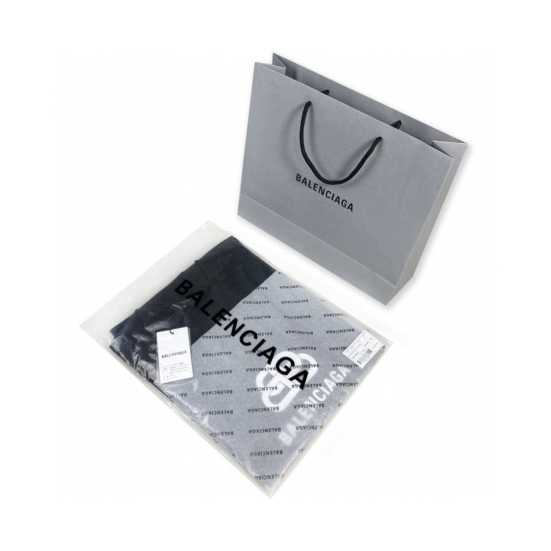 Balenciaga balishWhite T - shirt with BB logo 印花 短袖 白色 T 恤 圆领 夏季 男女同款 