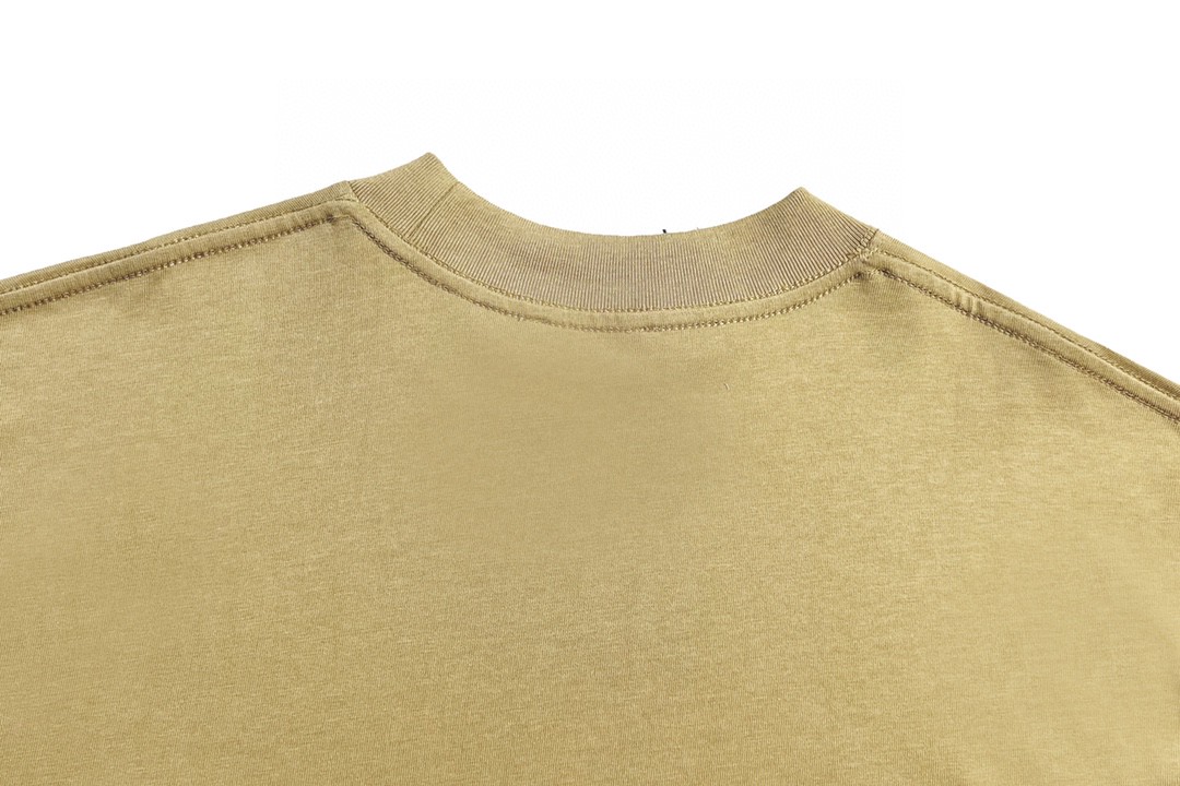 Balenciaga 巴黎世家 麦穗徽标 字母logo 短袖 卡其色 T 恤 圆领 夏季 男女同款