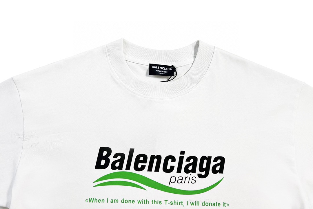 Balenciaga FW21 Dry Cleaning Boxy Logo 印花休闲经典 短袖 白色 T 恤 圆领 夏季 男女同款 651