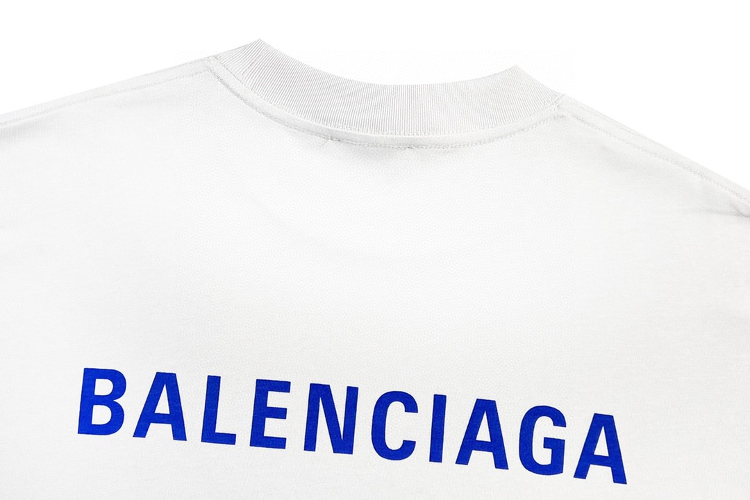 Balenciaga 巴黎世家 印花字母logo 短袖 米白色 T 恤 圆领 夏季 男女同款 612966TIVG59055